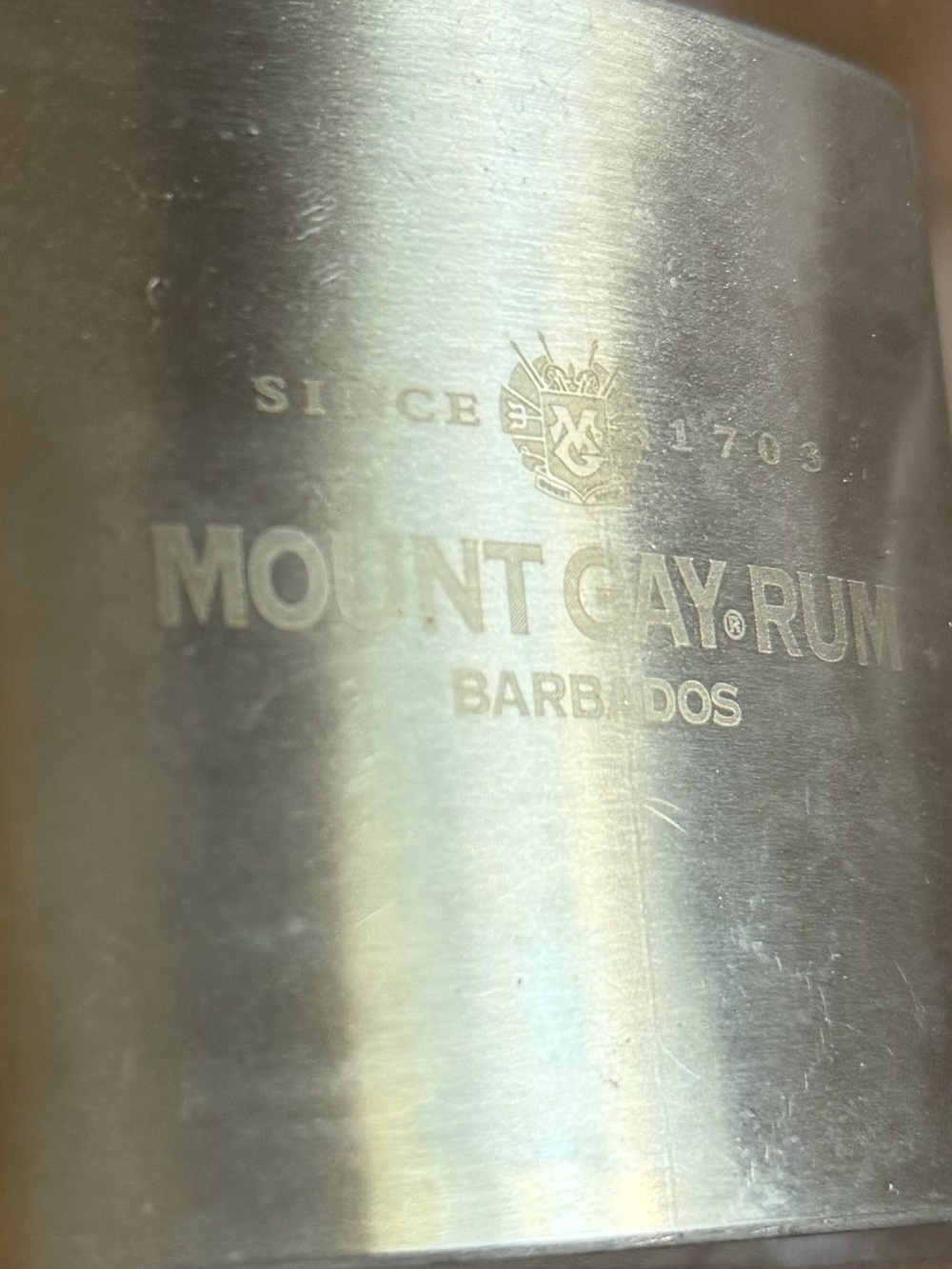 🇧🇧 Collectible Stainless Steel Mount Gay Rum Barbados Hip Flask - Silver 5oz